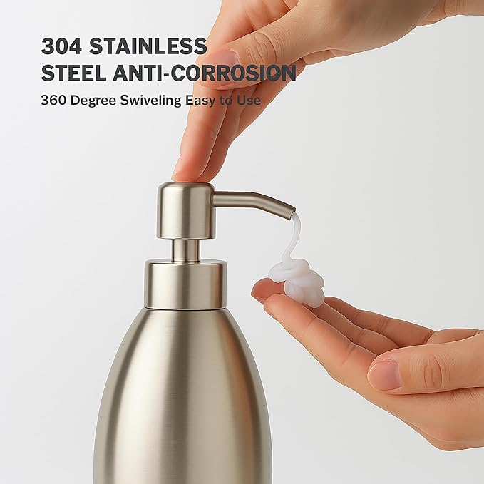 304 Stainless Steel Soap Dispenser 16oz Rust-Proof Liquid Soap Pump Bottle - Image 3