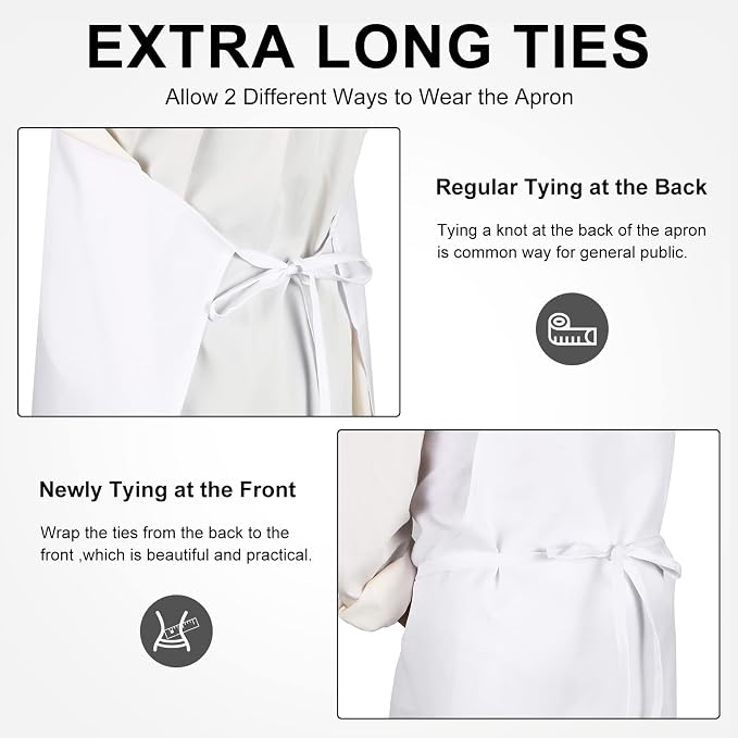 Foaincore Bib Aprons, Unisex Apron No Pocket Bulk Machine Washable Plain Aprons - Image 4
