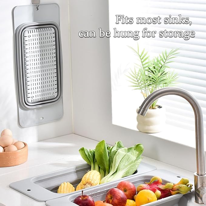 Collapsible Colander Silicone Kitchen Strainer, Over The Sink Strainer Basket - Image 5