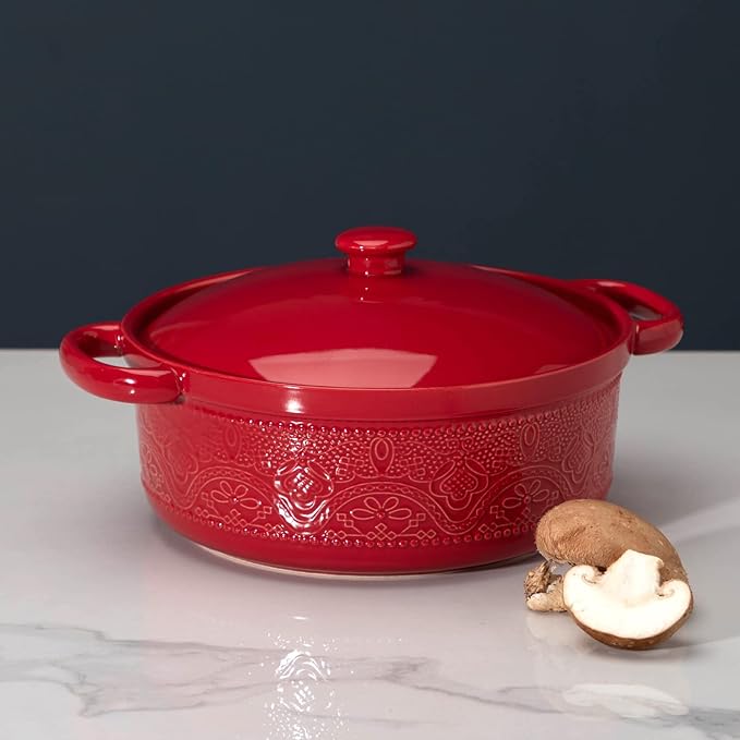 FUN ELEMENTS Casserole Dish, 2 Quart Lace Emboss Casserole Dish - Image 2