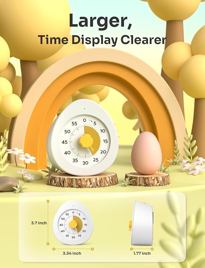 LIORQUE Visual Timer for Kids, 60-Minute Countdown Kitchen Timers for Cooking - Image 3