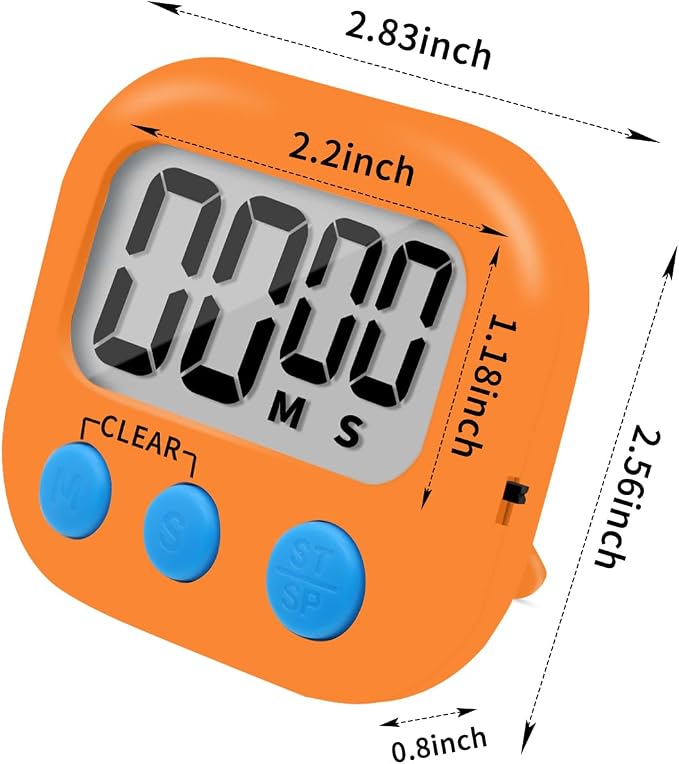 6 Pack Small Digital Kitchen Timer Magnetic Back and ON/Off Switch, Minute - Image 2