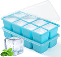 Large Ice Cube Trays with Lid, Jrisbo 2 Pack Stackable Silicone Ice Cube Molds by Jrisbo