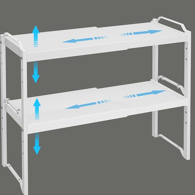 X-cosrack 2 Pack Expandable Kitchen Cabinet Shelf Organizer, Stackable by X-cosrack