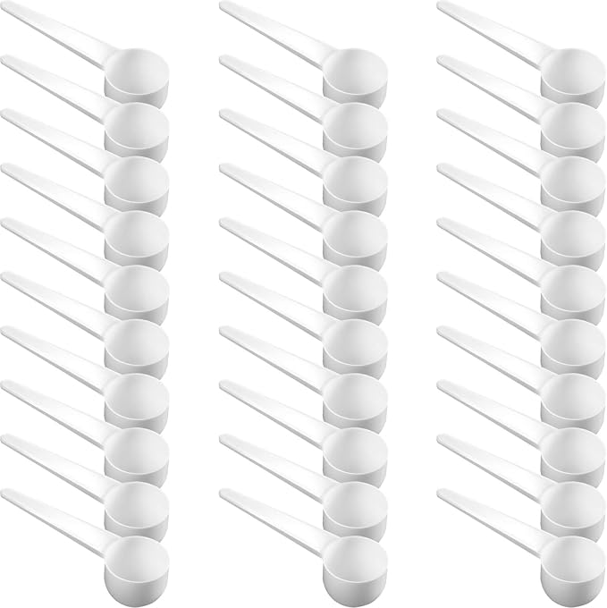 Patelai 30 Pack 15ml/15cc Plastic Tablespoon White Measuring Spoons Long Handle - Image 2