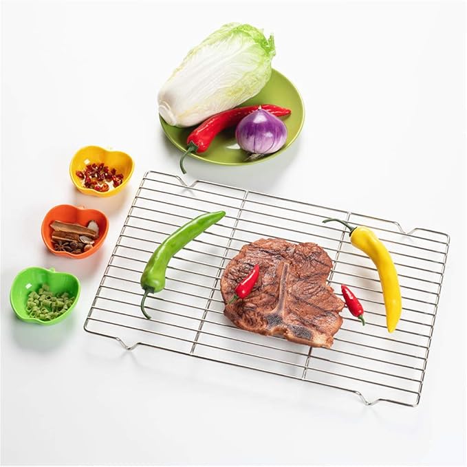 Cooling Rack with 4 Legs Heavy Duty Grill Net 7.9in x 12.4in Roasting Wire - Image 6