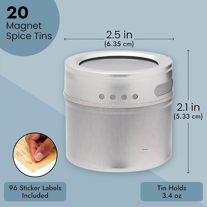 Juvale 20-Pack Magnetic Spice Jars - Image 4