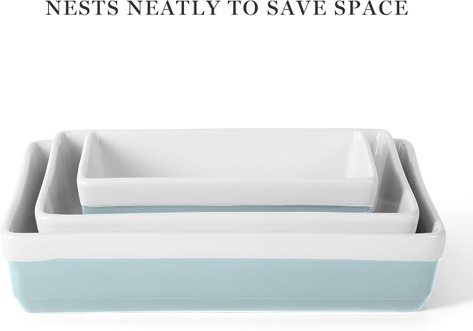 MARTHA STEWART 3-Piece Oven to Table Stoneware Bakeware Set – Baking Dish & - Image 5