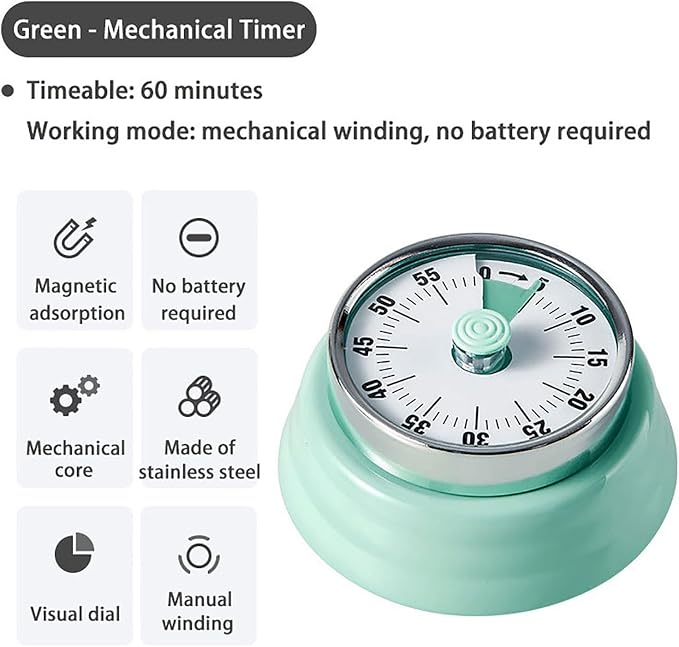 Elegant Stainless Steel Vintage Kitchen Timer - Image 2