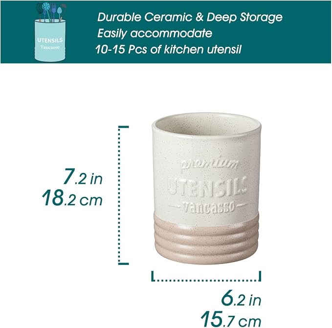 vancasso Sabine Utensil Holder, 7.2" Large Utensil Crock - Image 2
