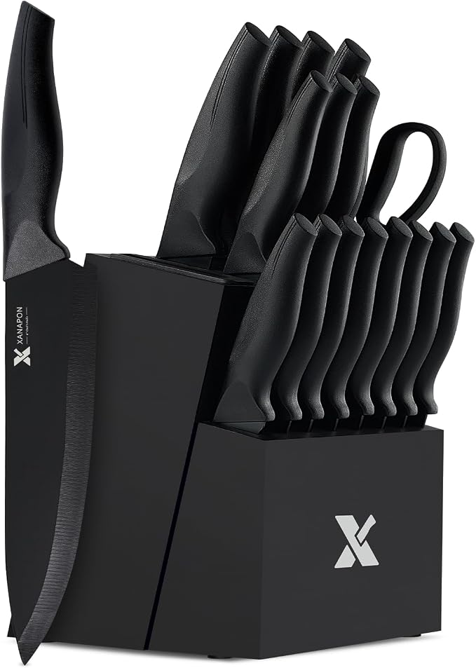 XANAPON 19-Piece Black Kitchen Knife Set by Xanapon