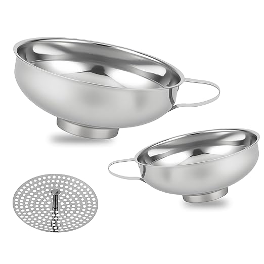 Stainless Steel Wide-mouthed Kitchen Funnel, 2 Sets by Unknown