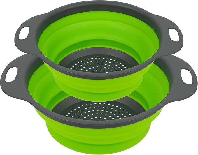 AUAUY 2 Pack Collapsible Colander Set, Round Silicone Folding Collapsible by AUAUY