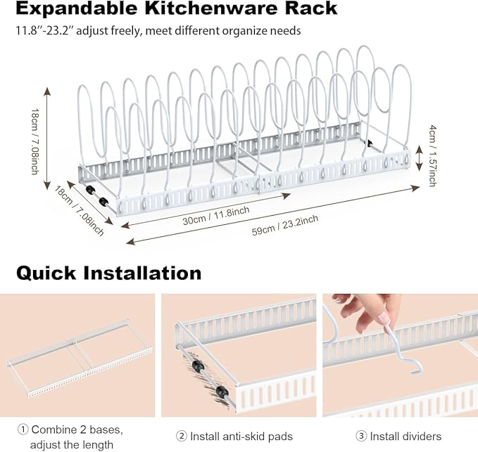 Housolution 2 Pack Pot and Pan Organizer, Pan Lid Holder Storage Rack - Image 5