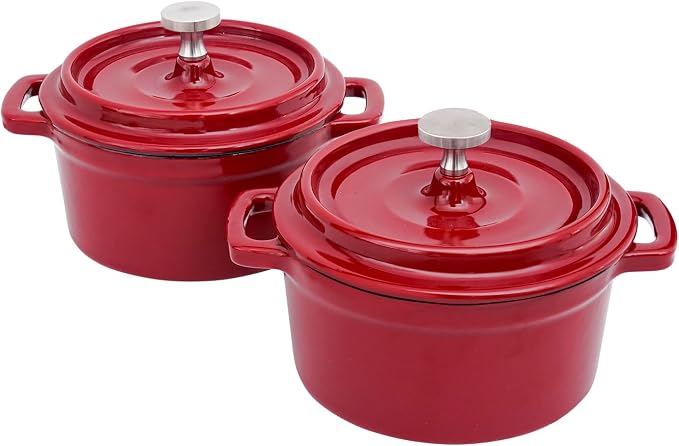 Flavehc Mini Cocotte 16 oz Mini Dutch Oven 0.5 qt. Cast Iron Garlic Roaster by FLAVEHC