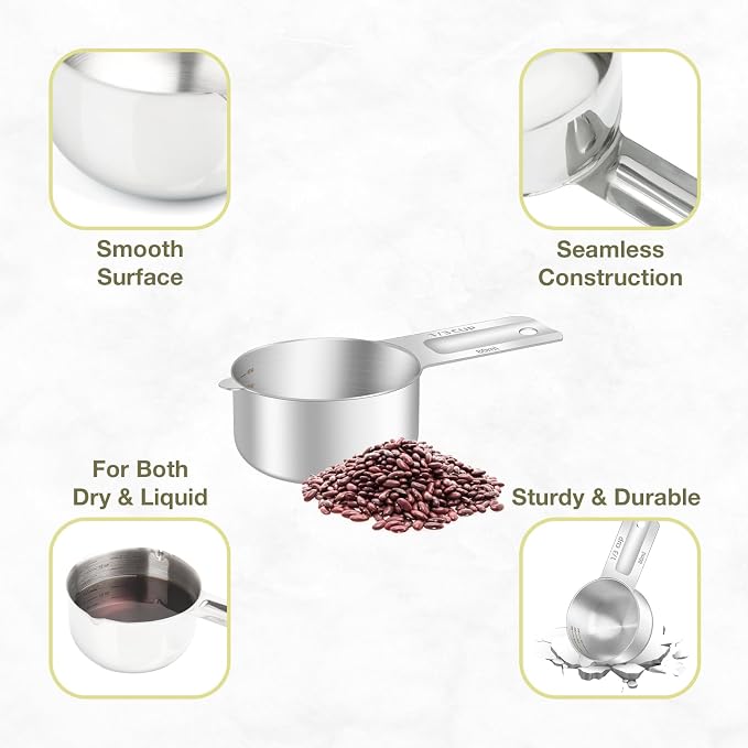 2PCS 1/3Cup Single Measuring Cup, Etched Inner Scale Stainless Steel Measure - Image 5