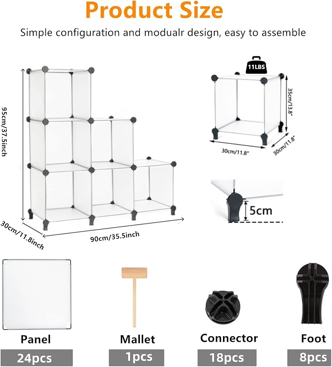 AWTATOS Closet Organizer 6 Cube Closet Storage Shelves DIY Stackable Clothes - Image 3