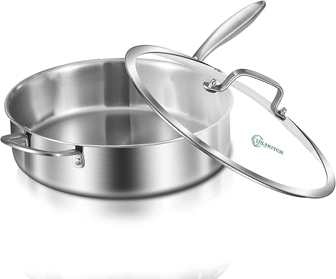 LOLYKITCH 10 Inch Tri-Ply Stainless Steel Sauté Pan by LolyKitch