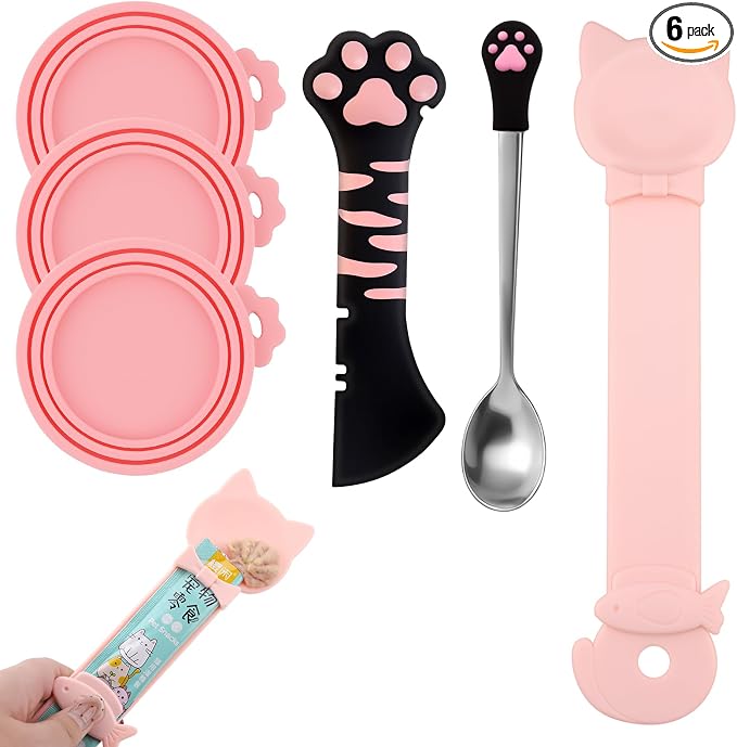 6 PCS Cat Food Can Covers Set, Reusable Silicone Can Lids by Cfyosnk