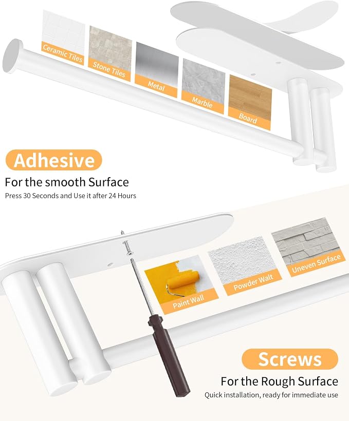 Paper Towel Holder Under Cabinet, 13Inch Self-Adhesive or Wall Paper Towel - Image 5