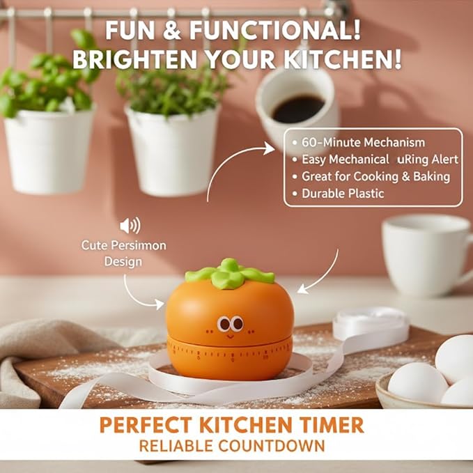 Cute Kitchen Timer with 60-Minute Mechanism, Non-Slip Base, Easy-Read Dial - Image 3