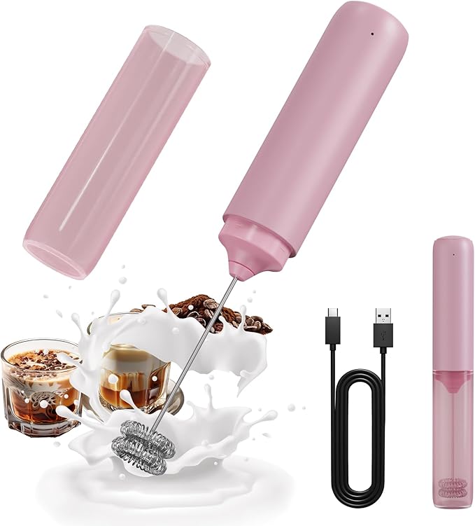 CIRCLE JOY Portable Rechargeable Milk Frother Hanheld, Dual Spring Whisk by CIRCLEJOY