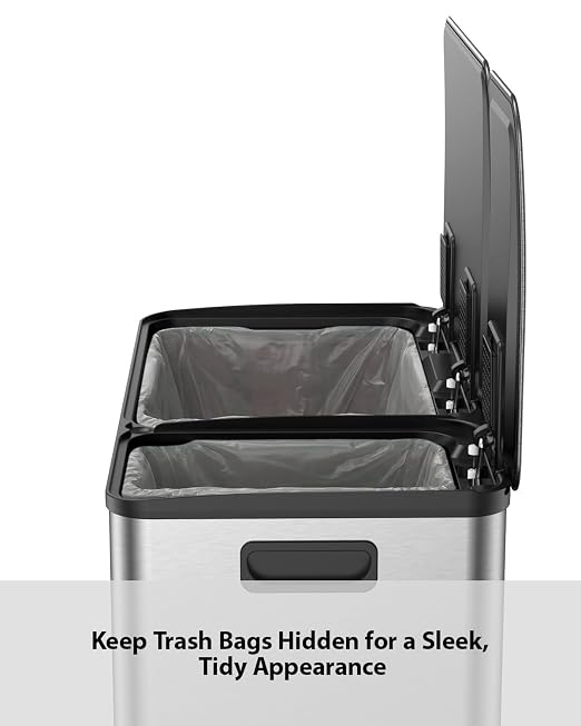 Lovewind Double Trash Can Kitchen, 13+5.5 Gallon Stainless Steel Dual Trash and - Image 6