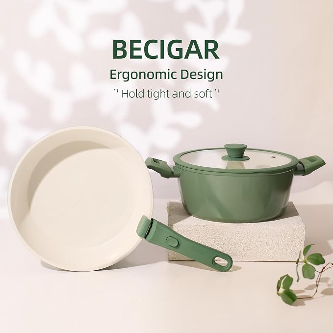 BECIGAR 23pcs Ceramic Pots and Pans Set, Nonstick Detachable Handle Cookware - Image 5