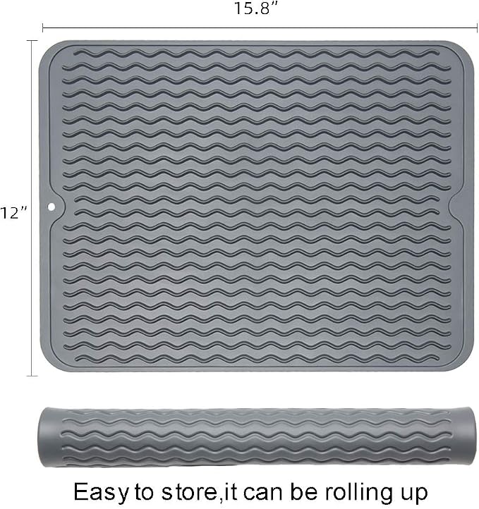 ZLR 2 Pcs Silicone Dish Drying Mat & Heat Resistant Trivet - Image 2