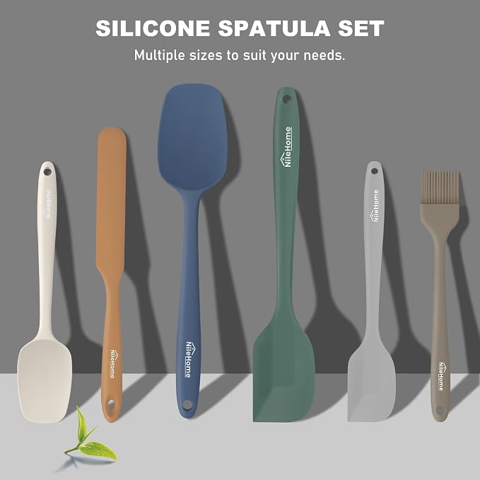 NileHome Silicone Spatula Set, 6 Pieces Food Grade Kitchen Utensils - Image 7