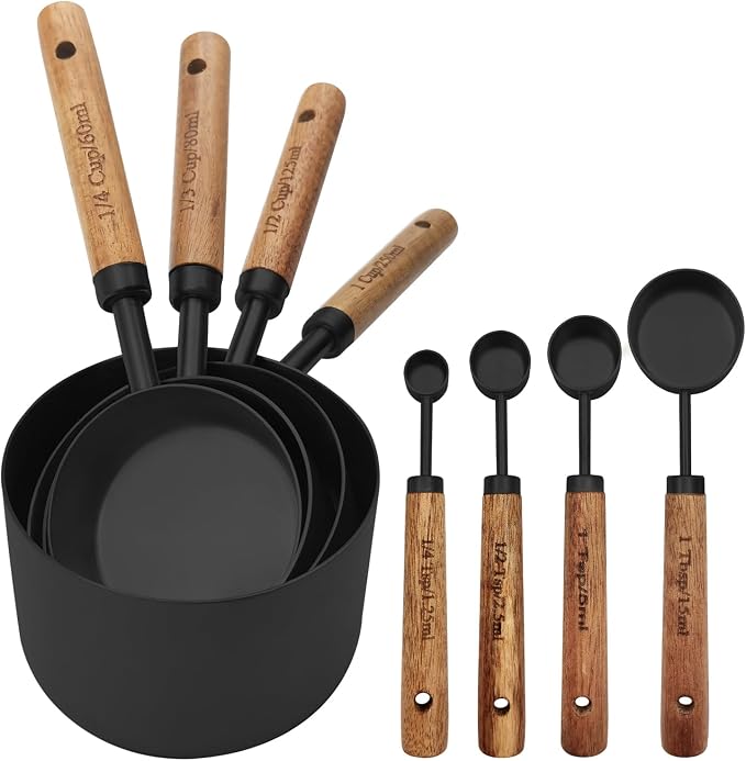 Black Measuring Cups and Spoons Set, Measuring Spoons and Measuring Cup Set by Zalaxt