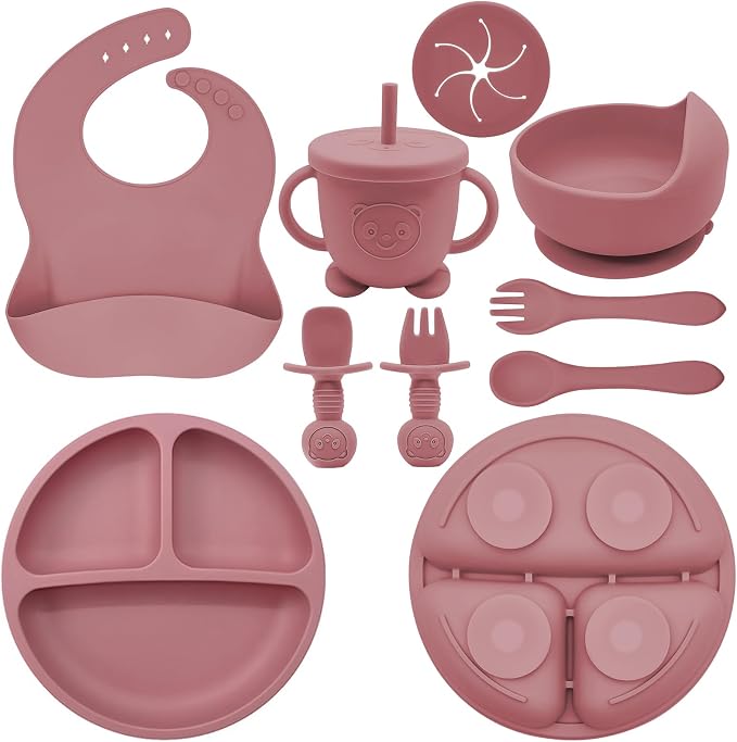 Silicone Baby Feeding Set | Baby Led Weaning Supplies Includes Suction Bowls by Munlinder