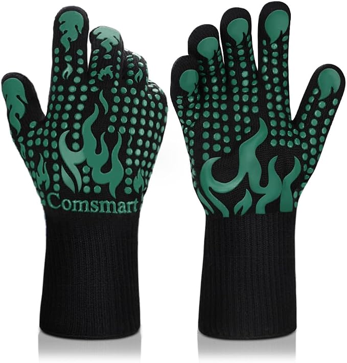 Comsmart BBQ Gloves, 1472°F Heat Resistant Grilling Gloves Silicone Non-Slip by Comsmart
