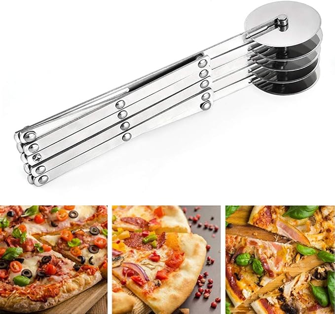 5 Wheel Pastry Cutter, Stainless Pizza Slicer, Expandable Pizza Slicer - Image 2