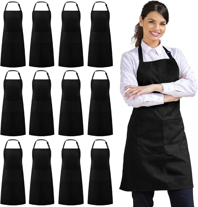 Syntus 12 Pack Bib Apron, Unisex Aprons Adjustable Thicker Version Waterdrop by Syntus