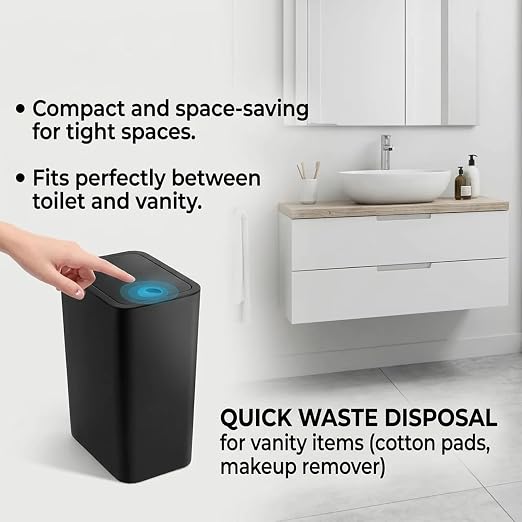 Compact Push-in Trash Can with Lid - Image 2