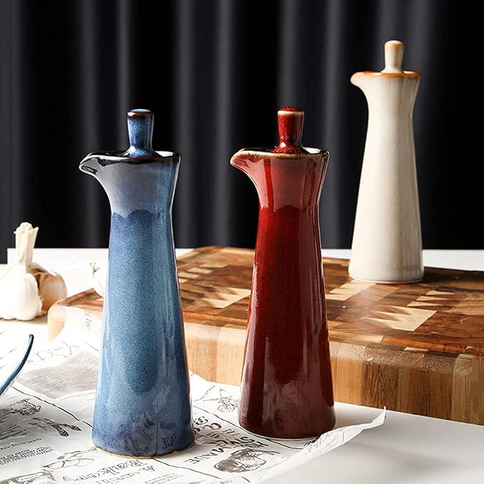Small Ceramic Olive Oil Dispenser Bottle - Image 5