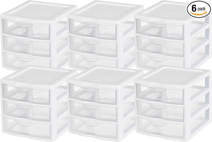 Sterilite Clearview Plastic Multipurpose Small 3 Drawer Desktop Storage by Sterilite