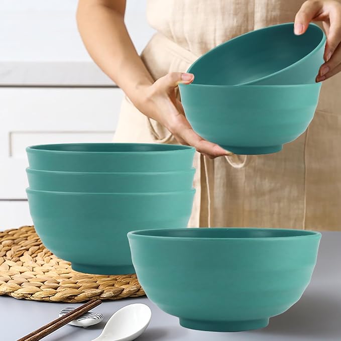 Wheat Straw Large Bowls 60 OZ, Popcorn bowl Bowls Set of 6, Unbreakable and - Image 5