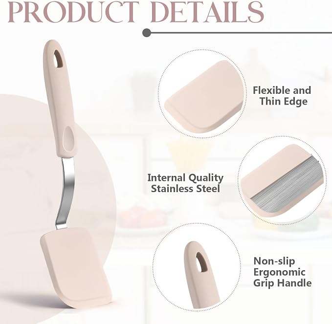 Silicone Cookie Spatula Turner 2 Pack Mini Brownie Spatula Flexible Kitchen - Image 3