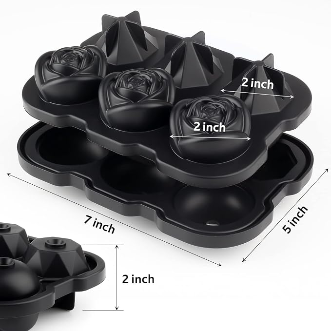 Ice Cube Tray, Mikiwon 2 inch Rose Ice Cube Trays - Image 2