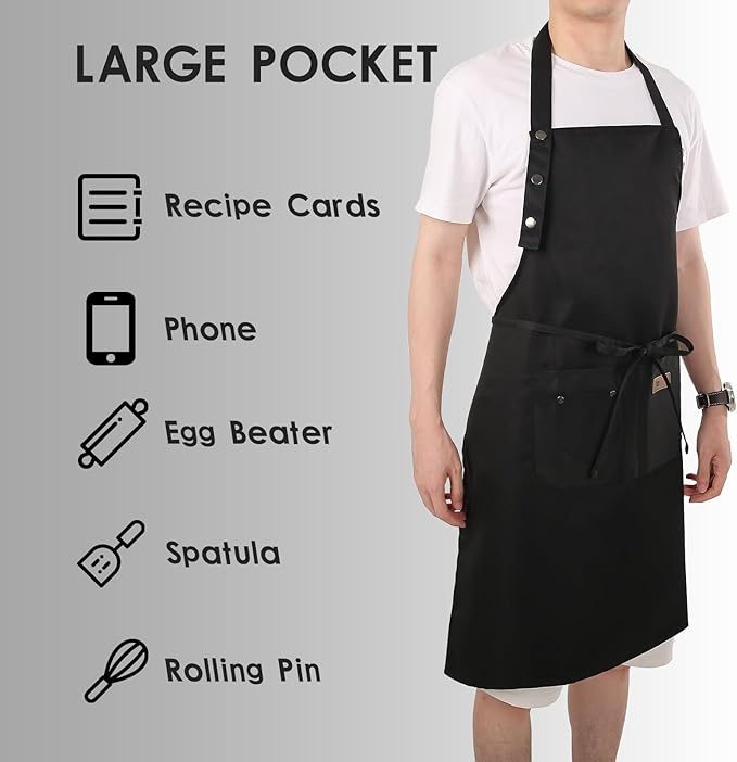 Yuubin Extra Large Aprons for Men Adjustable Button Apron - Image 4