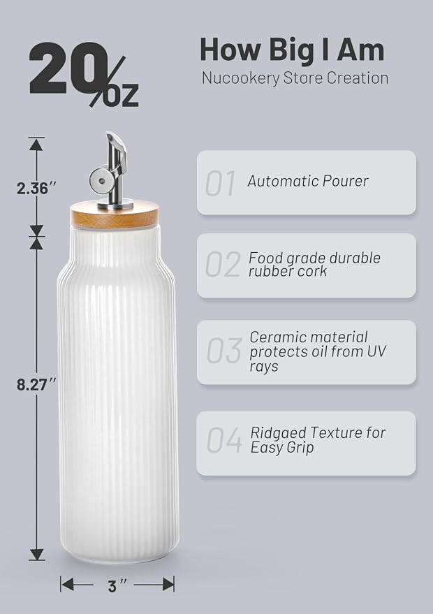 Nucookery 20oz Ceramic Olive Oil Dispenser Bottle - Image 2