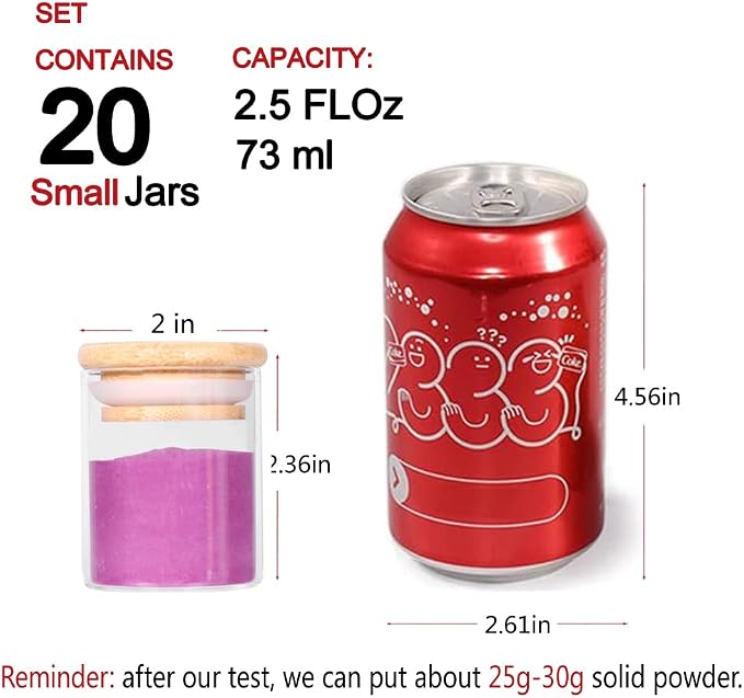 Tzerotone Spice Jar Set, 2.5oz 20 Piece Glass Jar - Image 6