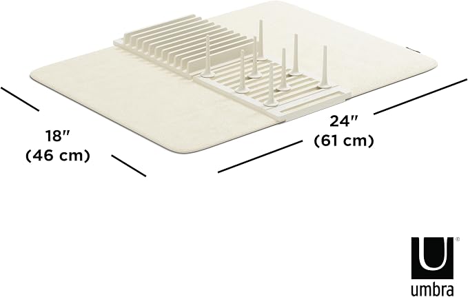 Umbra Udry Dish Rack with Movable Pegs and Microfiber Drying Mat – Space-Saving - Image 4