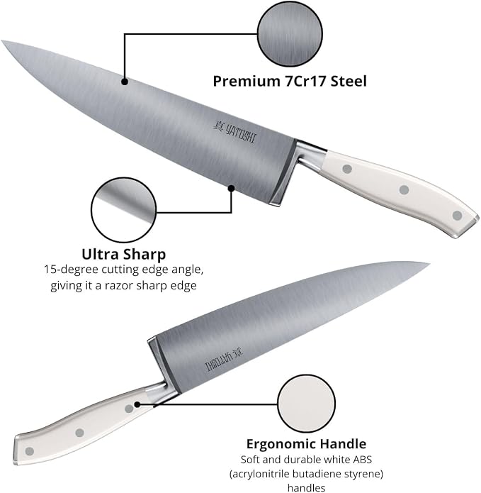 Yatoshi Knives Yatoshi Magnetic Kitchen Knife Block Set 6 Pcs White - Image 3