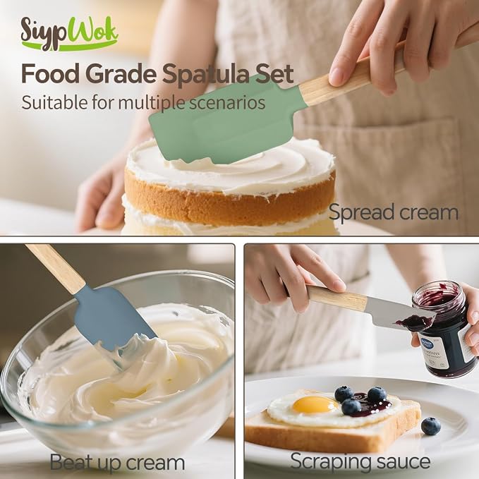 Silicone Spatula Set, Food Grade Rubber Spatula-4 Piece Nonstick Rubber Spatulas - Image 3