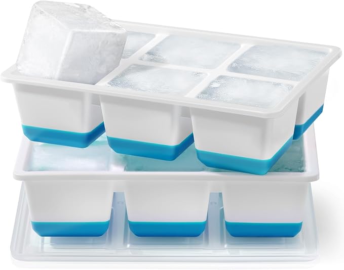Large Ice Cube Trays 2 Pack, Easy Release 2.4" Super Big Ice Cubes, Stackable by Jrisbo
