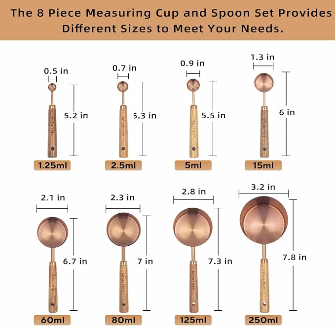 Measuring Cups and Spoons Set of 8, Stainless Steel Measuring Cup - Image 6