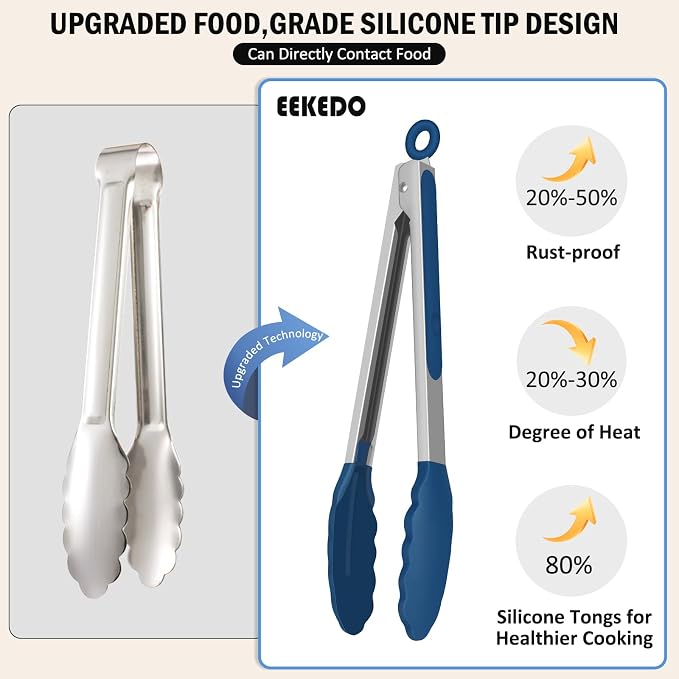 Tongs for Cooking, 600ºF High Heat-Resistant Stainless Steel Kitchen Tongs - Image 7